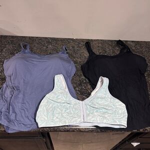 Lot of 3 Amoena Mastectomy Bra Camisole XL Tank Top Front Closure